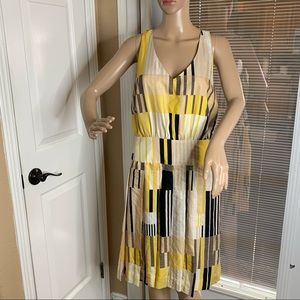 Anthropologie Maeve Sleeveless Dress Silk Blend Geometric Striped Box Pleats 4